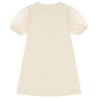 Girls Beige & Gold Logo Dress, 1, hi-res