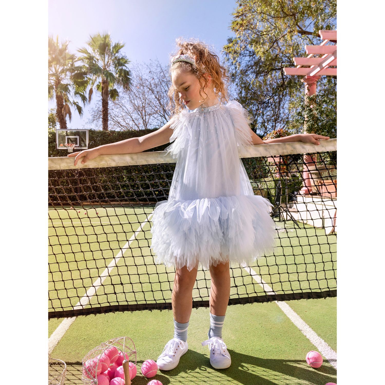 Girls Blue Sequin Tulle Dress, 1, hi-res image number null