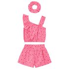 Girls Pink Crab Shorts Set, 1, hi-res
