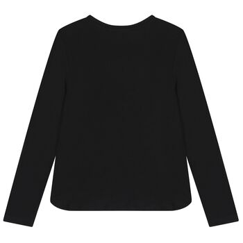Girls Black Logo Long Sleeve Top