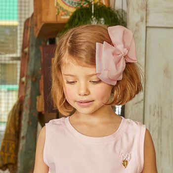 Girls Rose Pink Bow Hairclip