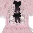Girls Pink & Black Bow Tulle Dress, 1, hi-res