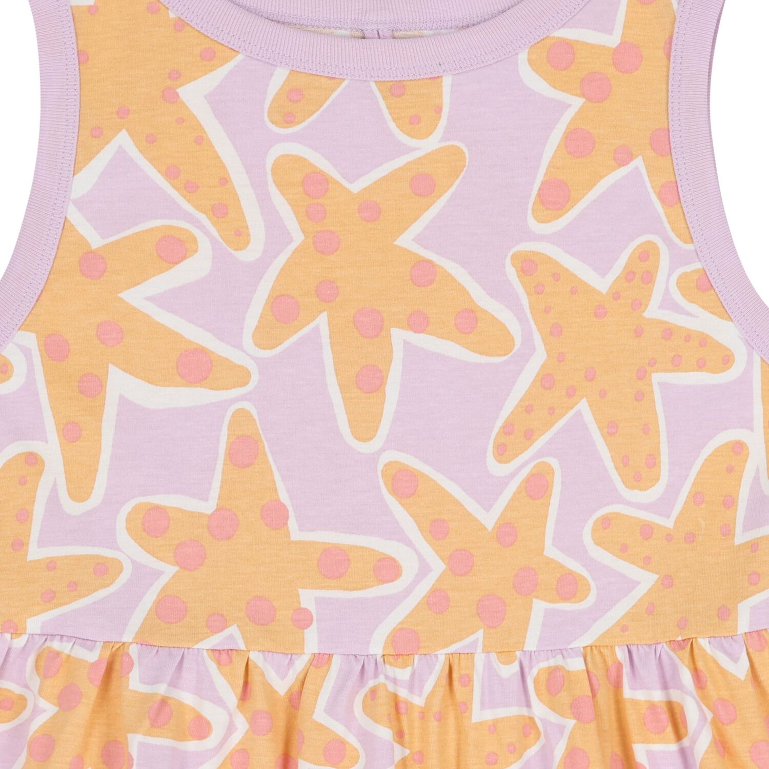 Girls Purple & Orange Star Fish Dress, 1, hi-res