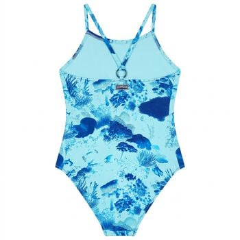 Girls Blue Coral Logo Swimsuit 