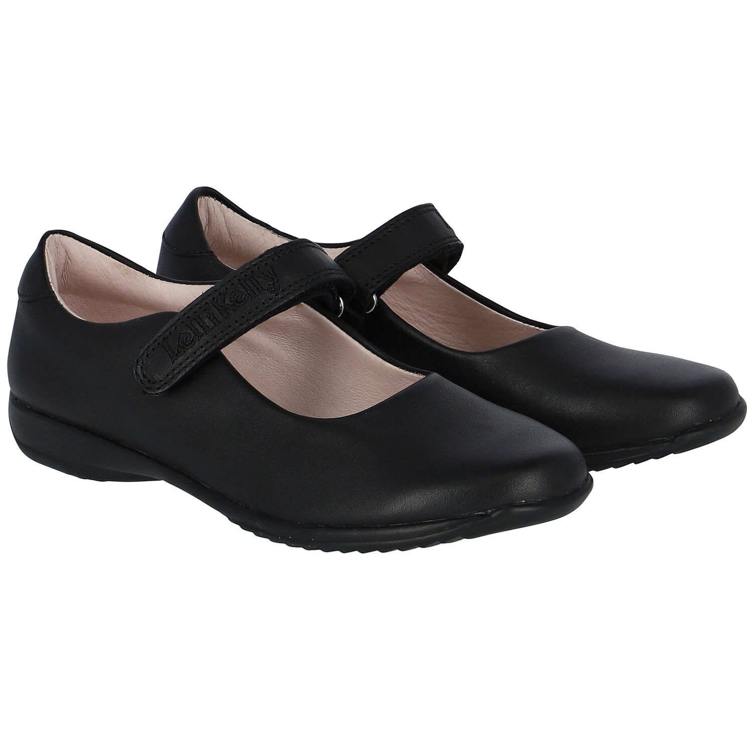 Girls Black Logo Leather Shoes, 1, hi-res image number null