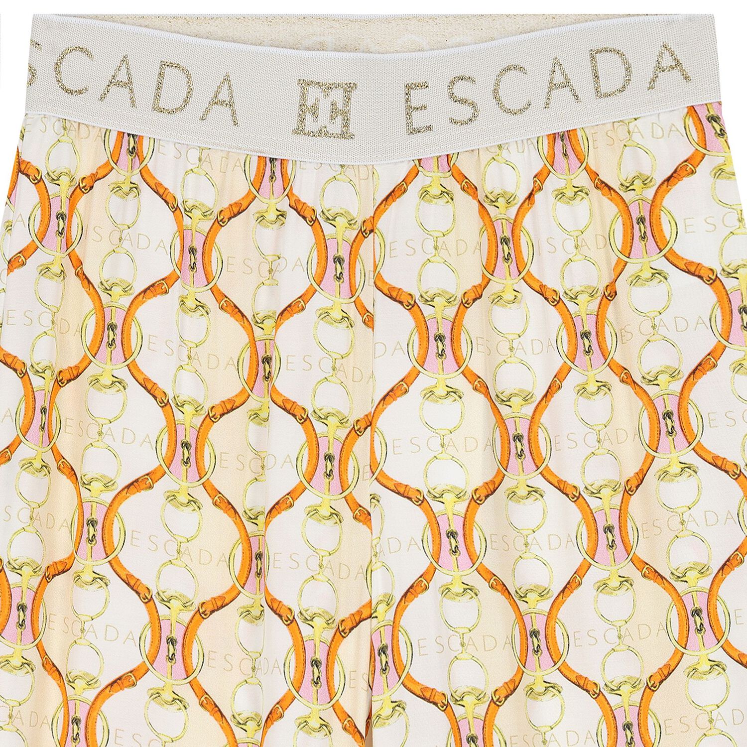 طقم بنات بنطلون بالشعار باللون الأبيض والبيج, 1, hi-res image number null