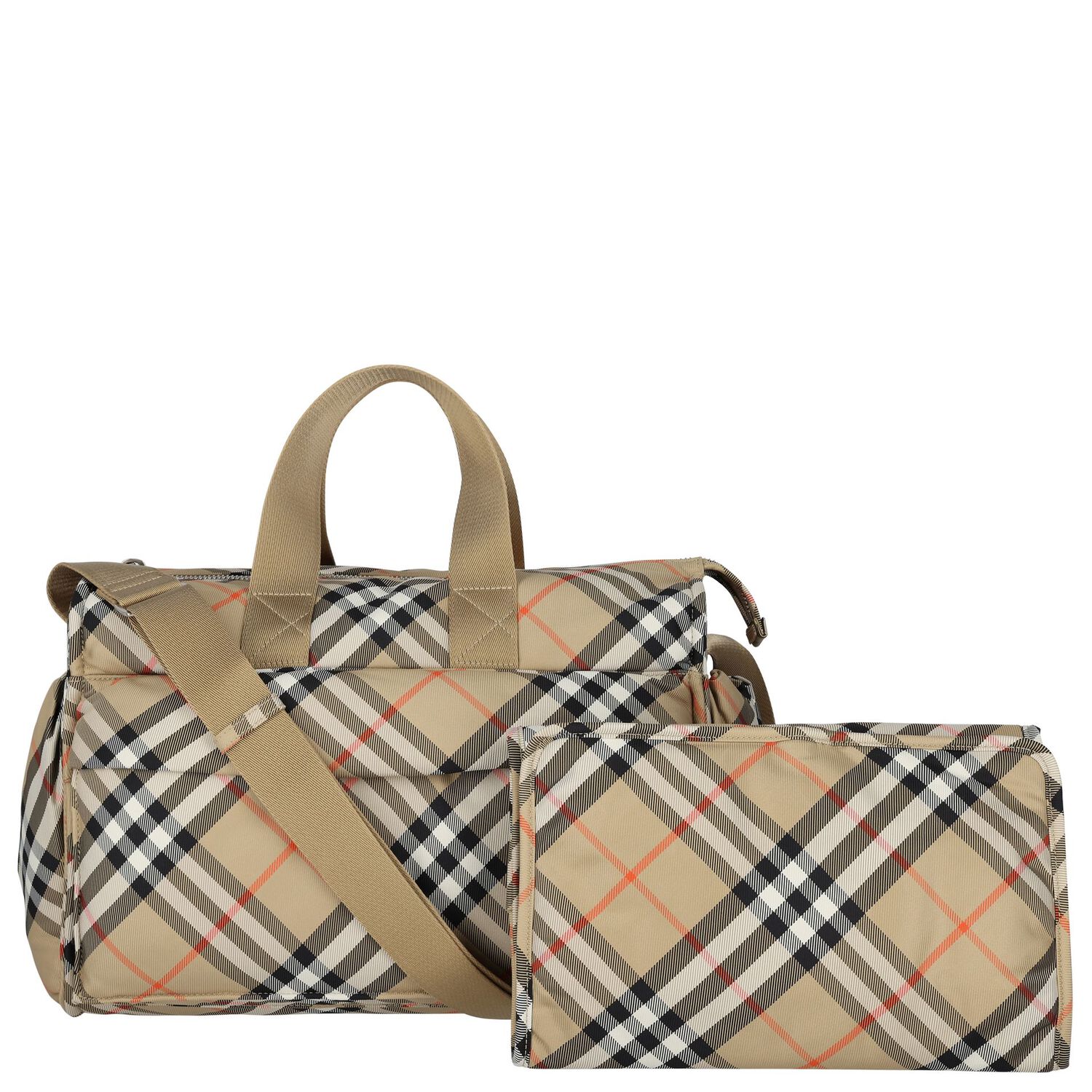 Beige Check Baby Changing Bag, 1, hi-res image number null