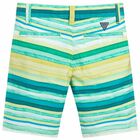 Boys Green Striped Shorts, 2, hi-res