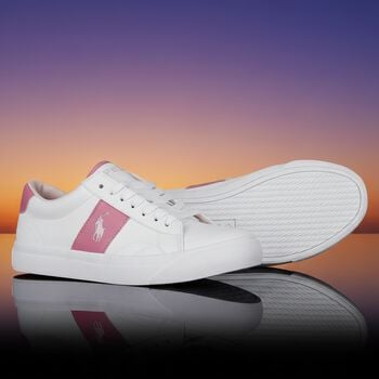 Girls White & Pink Logo Trainers
