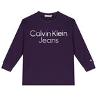 Boys Purple Logo Long Sleeve Top, 1, hi-res