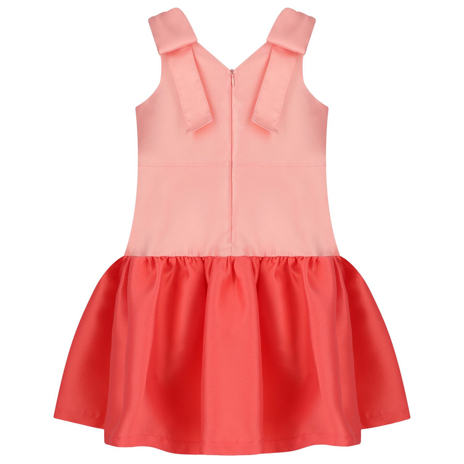 Girls Coral Satin Dress, 1, hi-res