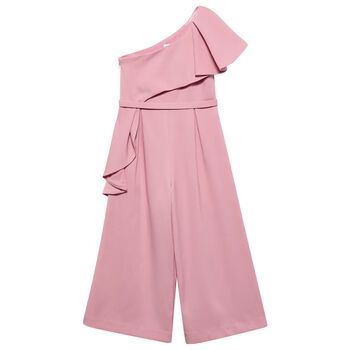 Girls Pink Crepe Jumpsuit