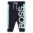 Younger Boys White & Blue Logo Joggers, 1, hi-res