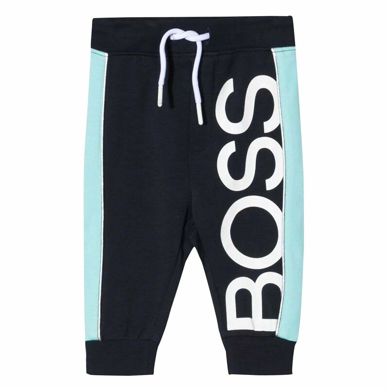 Younger Boys White & Blue Logo Joggers, 1, hi-res image number null