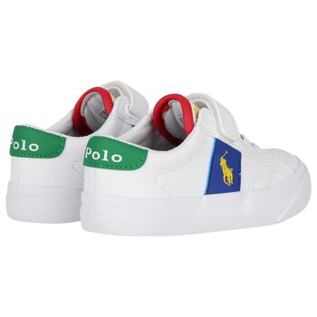 Younger Boys White Logo Trainers