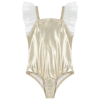 Girls Gold Tulle Swimsuit