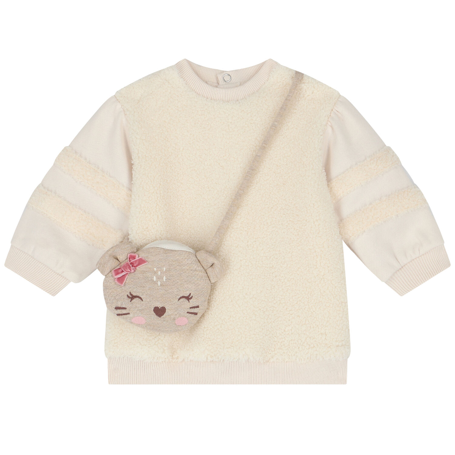 طقم فستان بنات شيربا مع حقيبة باللون العاجى, 1, hi-res image number null