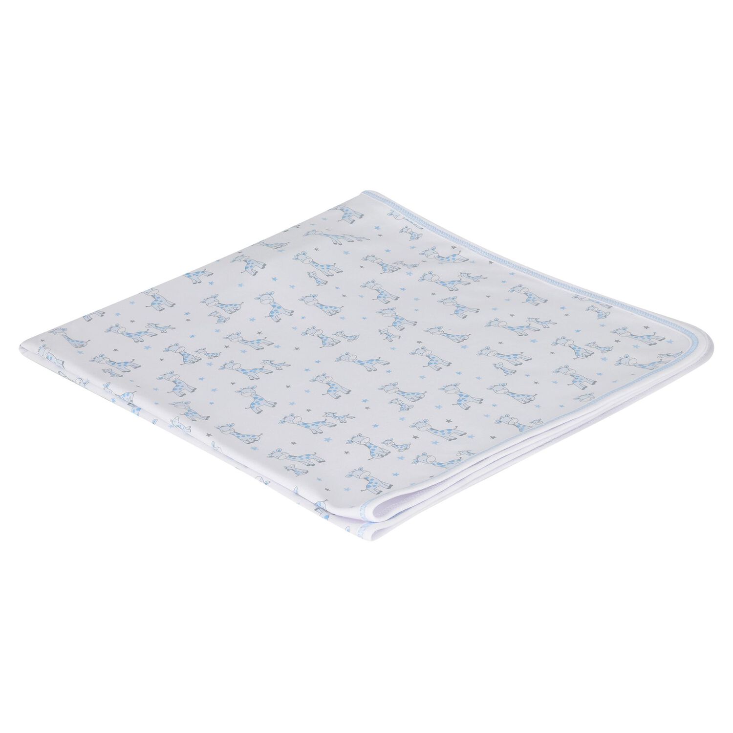 Baby Boys White & Blue Just Giraffe Blanket, 1, hi-res