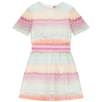 Girls Pink Zigzag Knit Dress