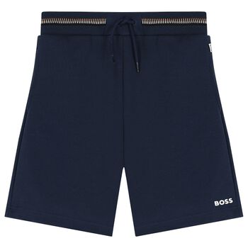 Boys Navy Blue Logo Shorts