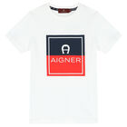 Boys White Logo T-Shirt, 1, hi-res