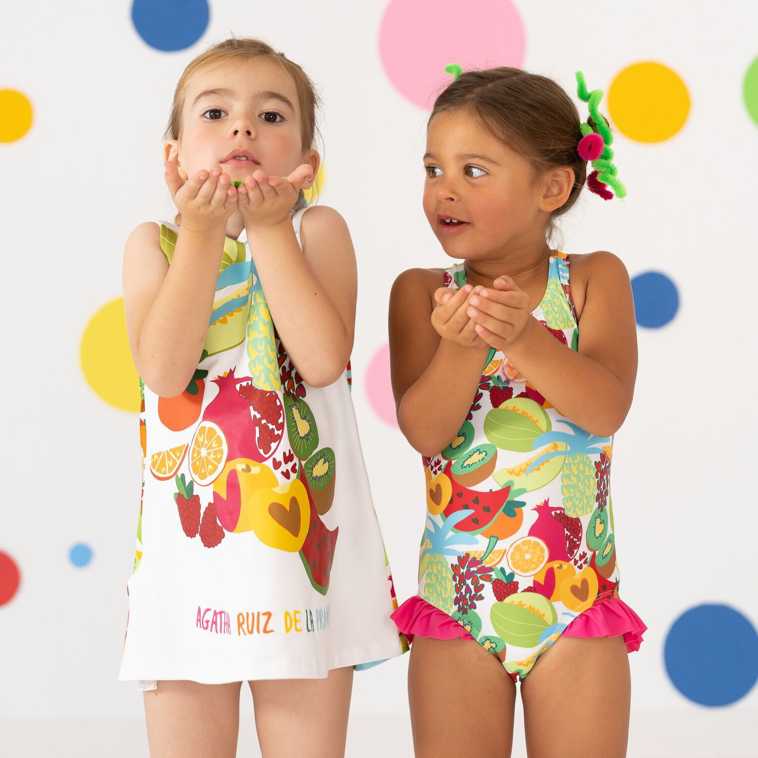 فستان بنات بالشعار باللون الأبيض, 1, hi-res