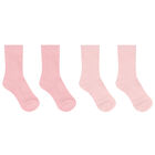 Baby Girls Pink & White Socks (6 Pack), 1, hi-res