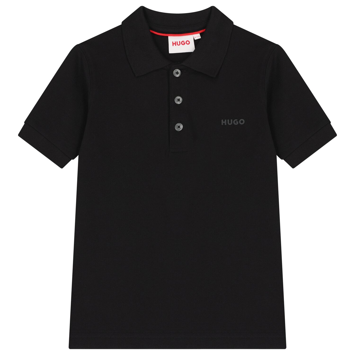 Boys Black Logo Polo Shirt, 1, hi-res