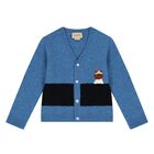 Younger Boys Blue Logo Cardigan, 1, hi-res