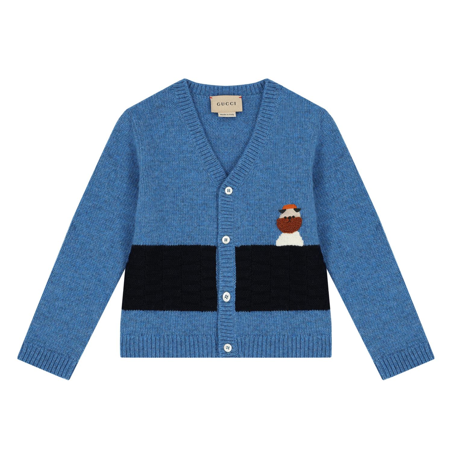 Younger Boys Blue Logo Cardigan, 1, hi-res