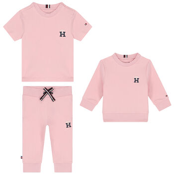 Baby Girls Pink Logo 3-Piece Tracksuit
