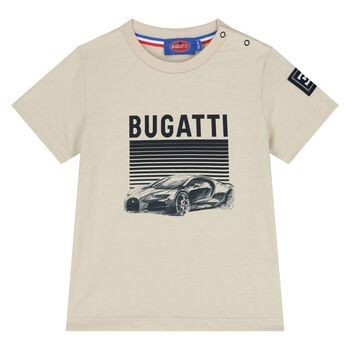 تي شيرت أولاد بالشعار باللون البيج