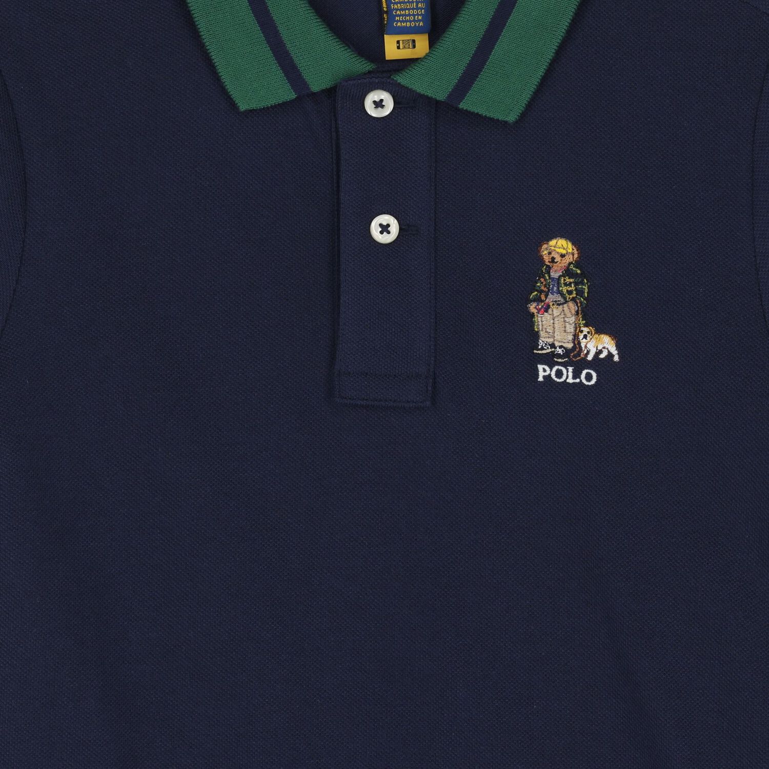 Boys Navy Blue Polo Bear Polo Shirt, 1, hi-res