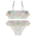 مايوه بنات بيكيني بطبعة الزهور باللون الأزرق, 1, hi-res