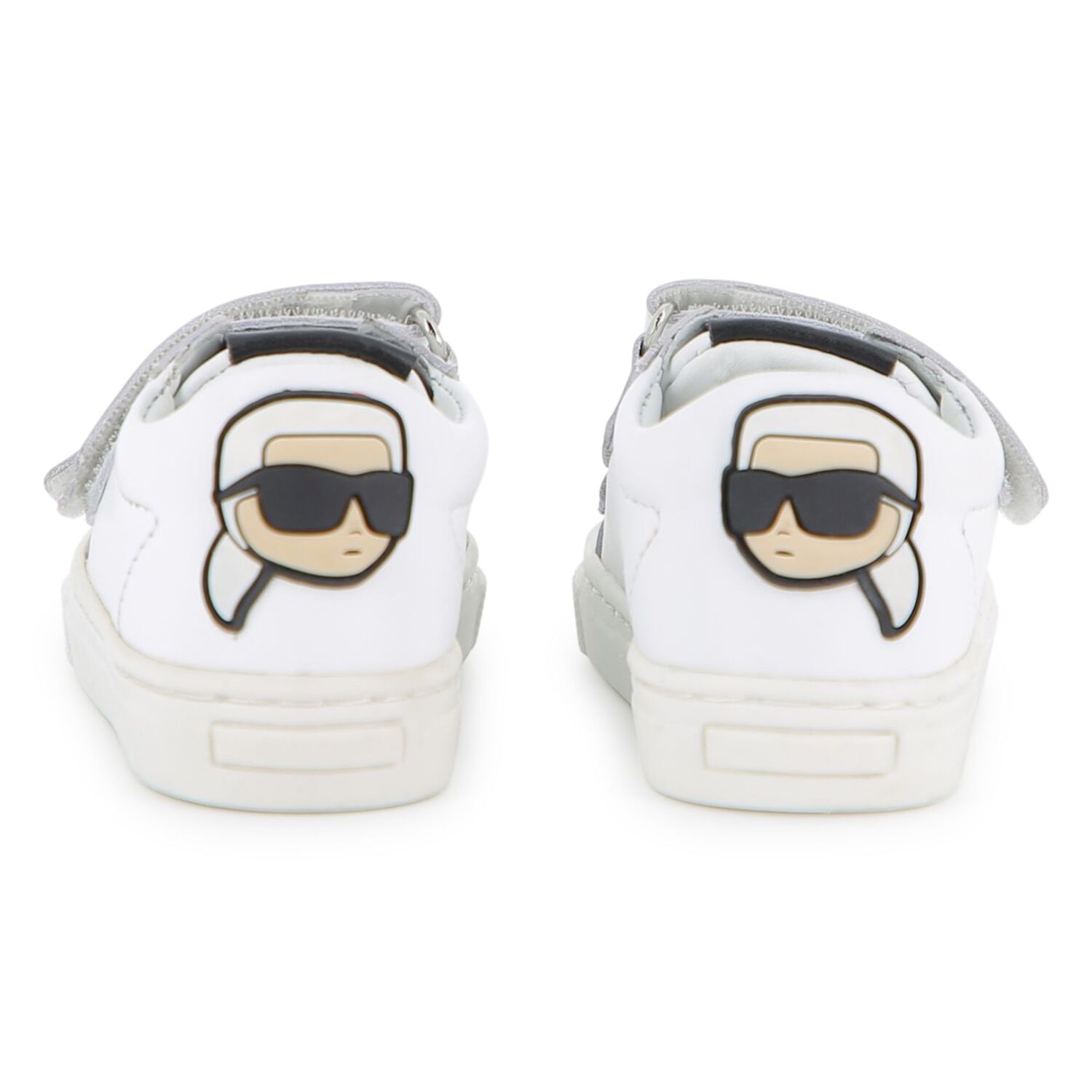 Boys White Ikonik Karl Logo Trainers, 1, hi-res