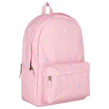 Girls Pink Canvas Pony Logo Backpack ( 44cm )