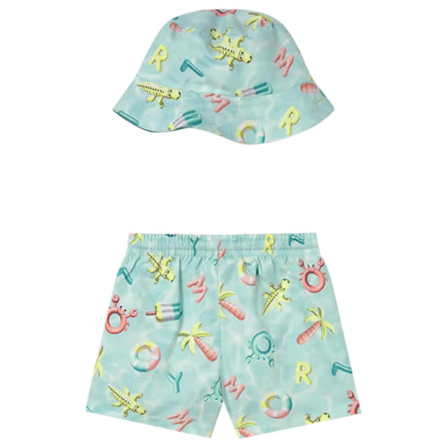 Younger Boys Aqua Swim Shorts & Reversible Hat Set, 3, hi-res