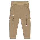 Younger Boys Beige Logo Joggers, 2, hi-res
