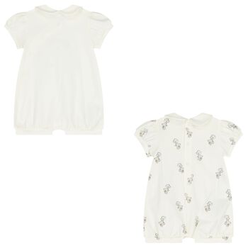 Baby Girls Ivory Rompers ( 2-Pack )