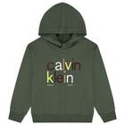 Boys Green Logo Hooded Top, 2, hi-res