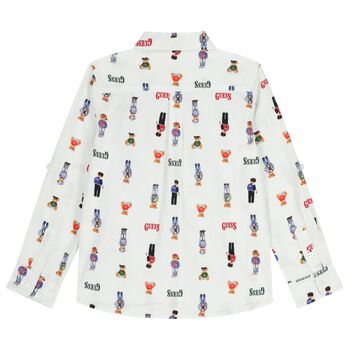 تيشيرت بشعار الدب تيدي باللون الأبيض