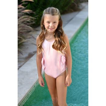 Girls Pink Iridescent Shimmer Swimsuit