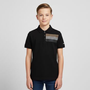 Boys Black Logo Polo Shirt
