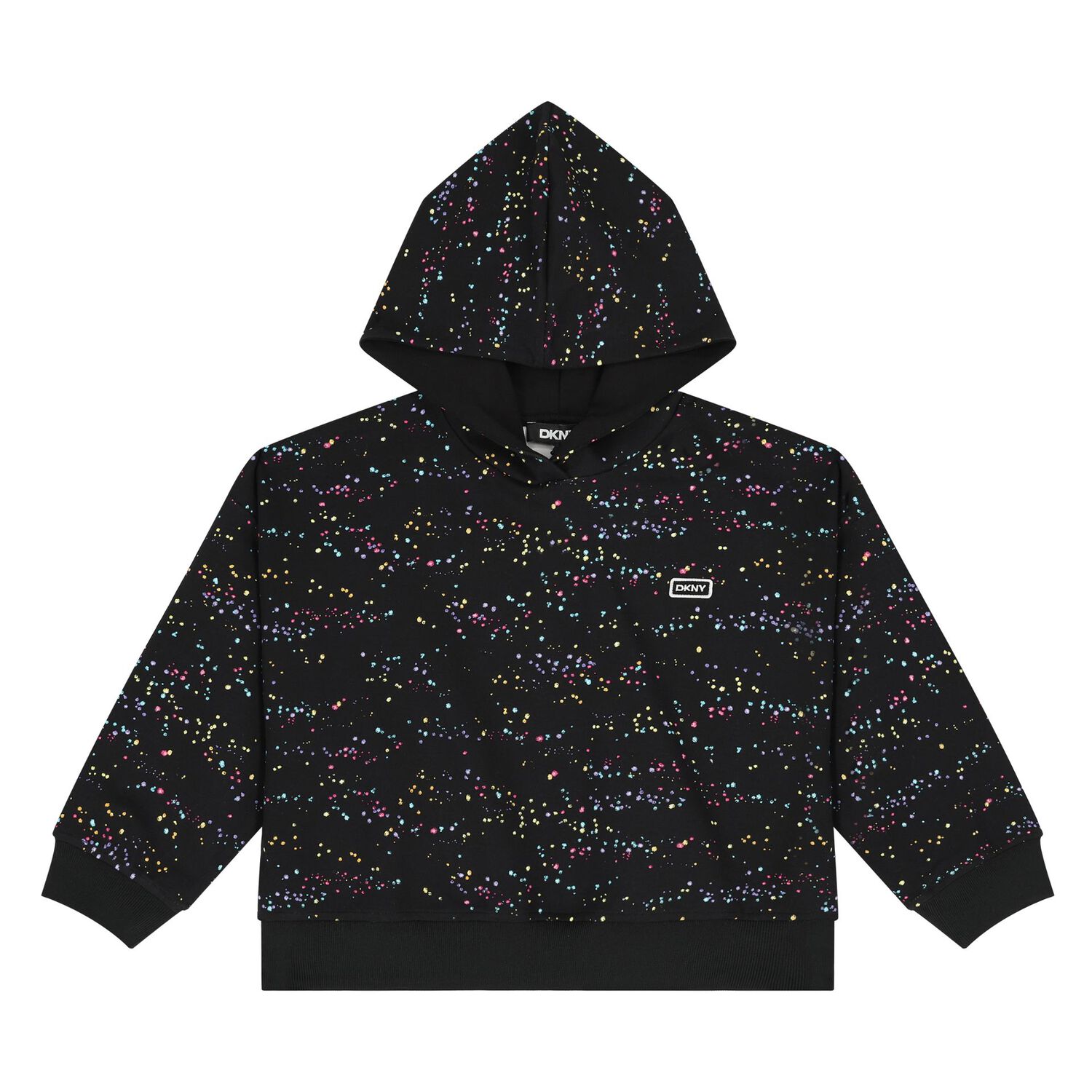 Girls Black Starlight Logo Hooded Top, 1, hi-res