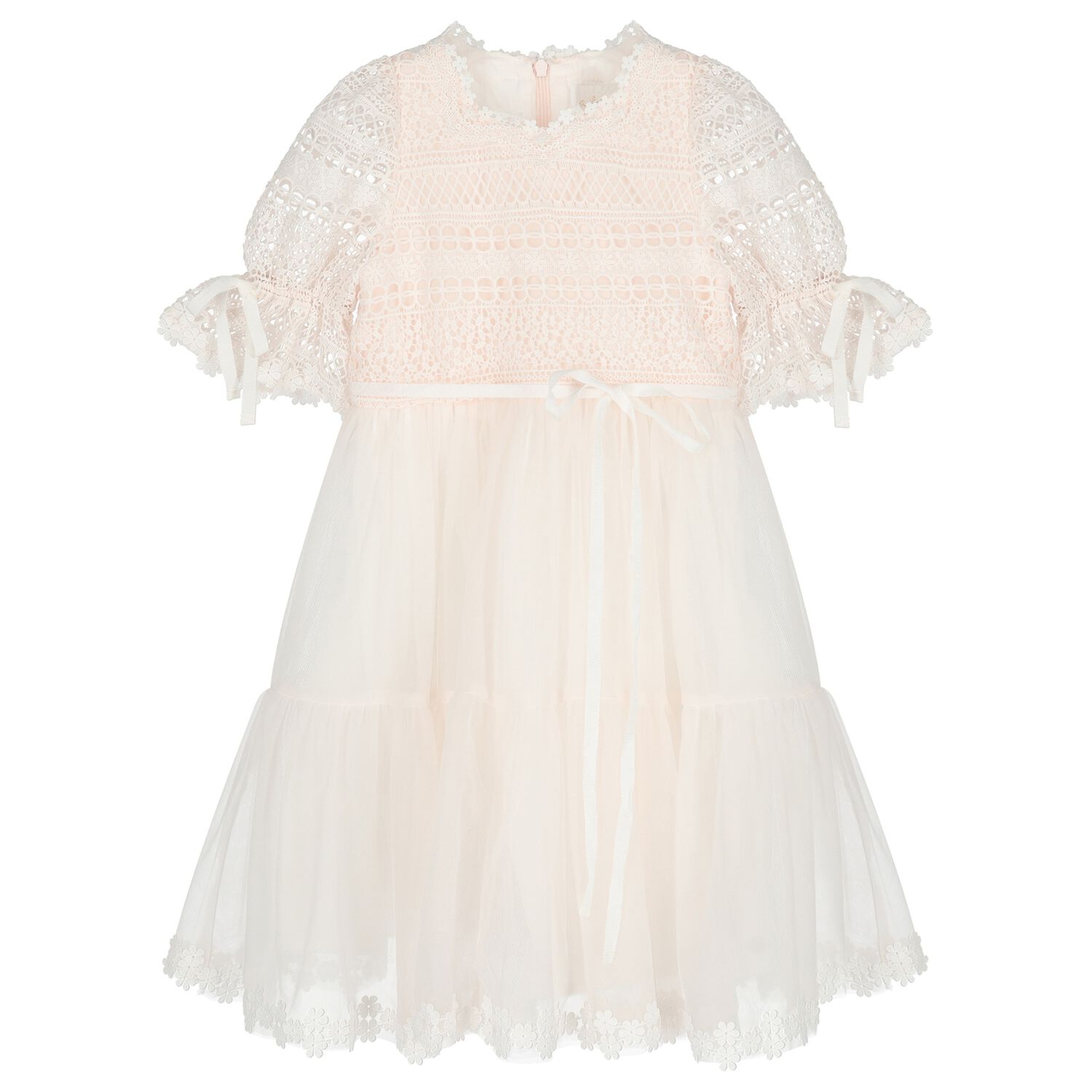 Girls Pink Lace & Tulle Dress, 1, hi-res
