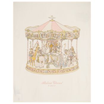 Baby Girls Ivory & Pink Carousel Cashmere Blanket