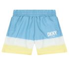 Boys Blue & Yellow Logo Swim Shorts, 1, hi-res