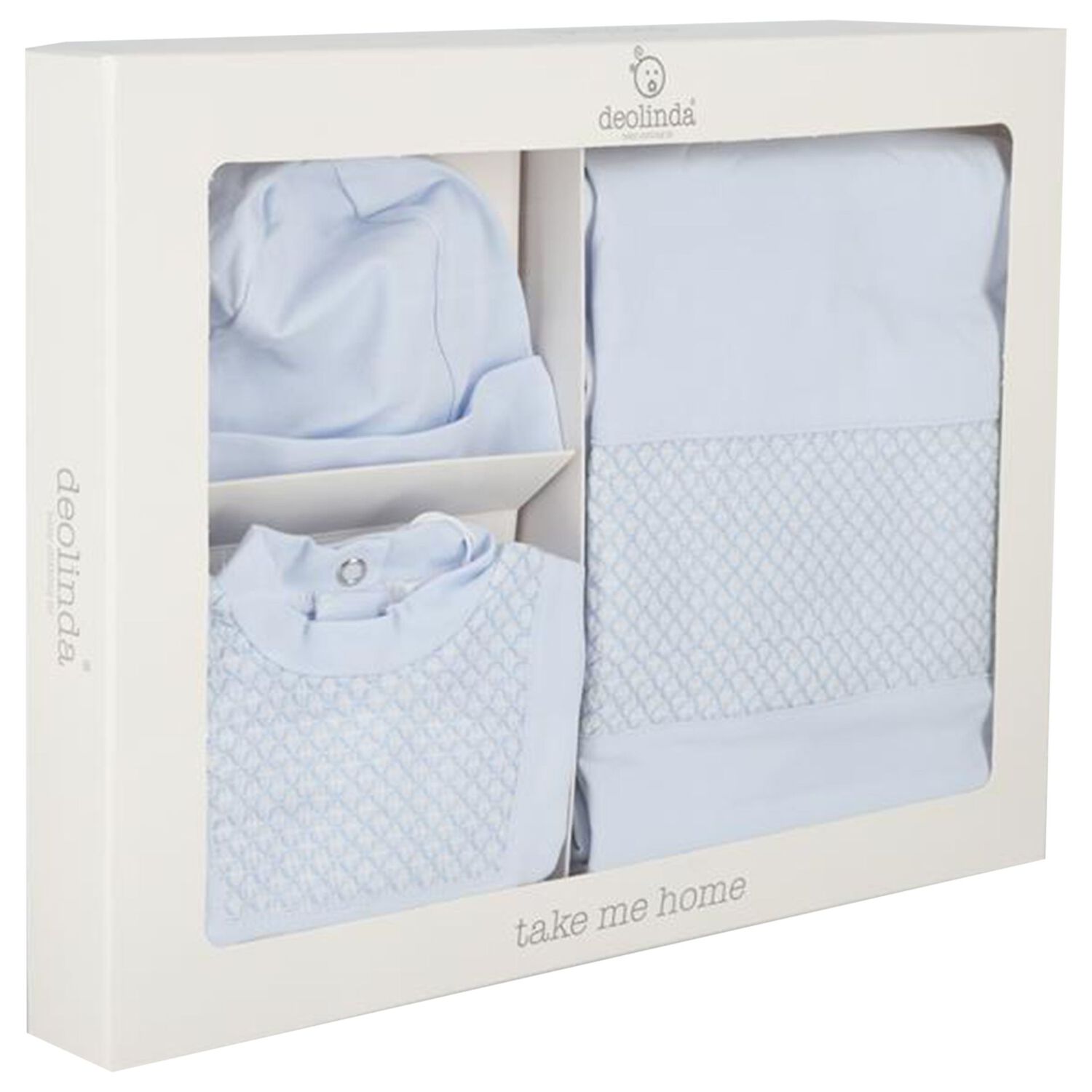 Baby Boys Blue Smocked Babygrow Gift Set, 2, hi-res