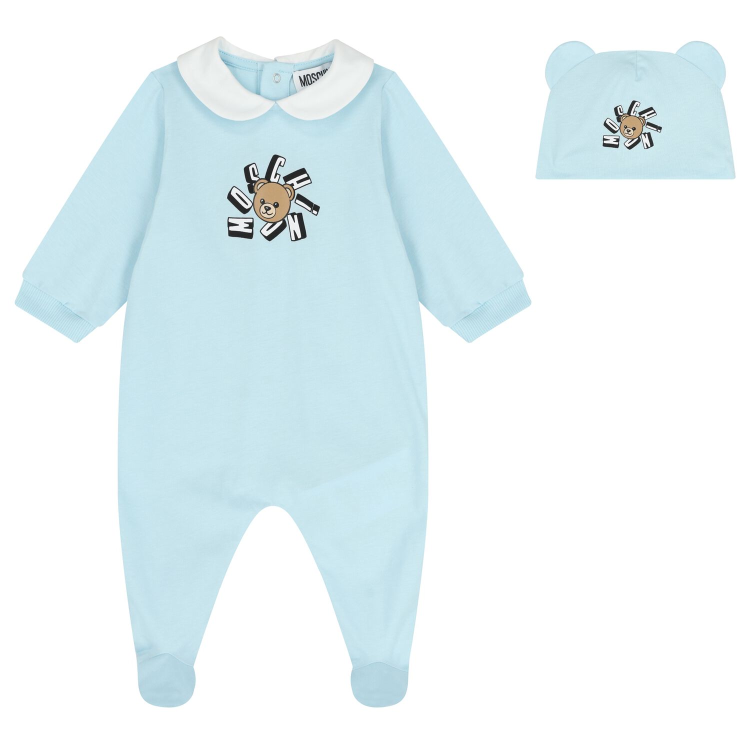 Blue Teddy Bear Logo Babygrow Gift Set , 3, hi-res