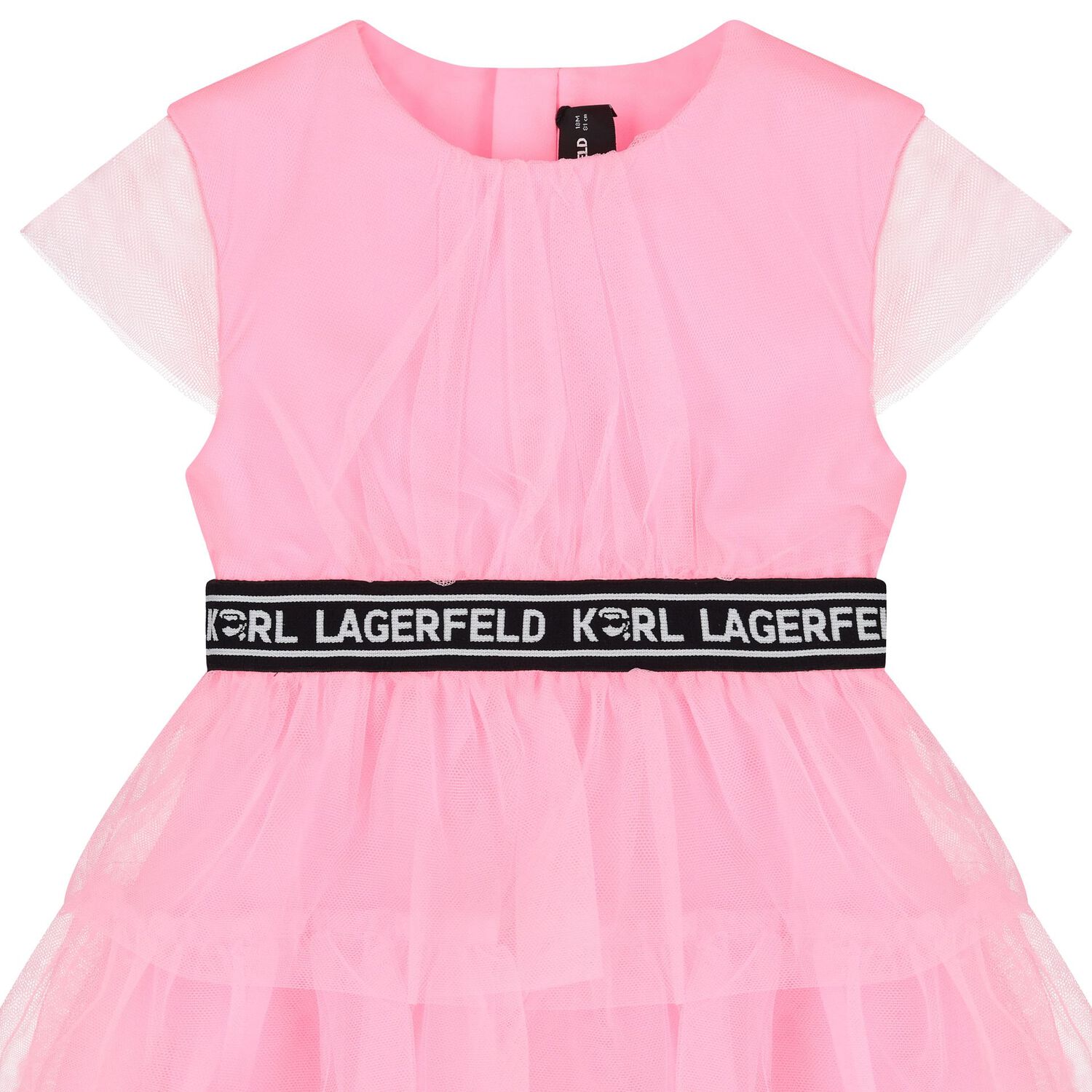 Girls Pink Logo Tulle Dress, 1, hi-res